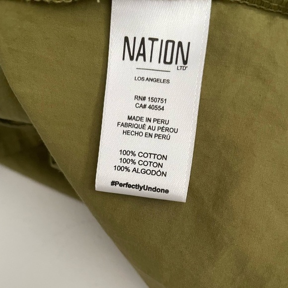 Nation LTD Heddie Combo Babydoll Dress Lichen Olive Green pockets small S - Picture 3 of 12